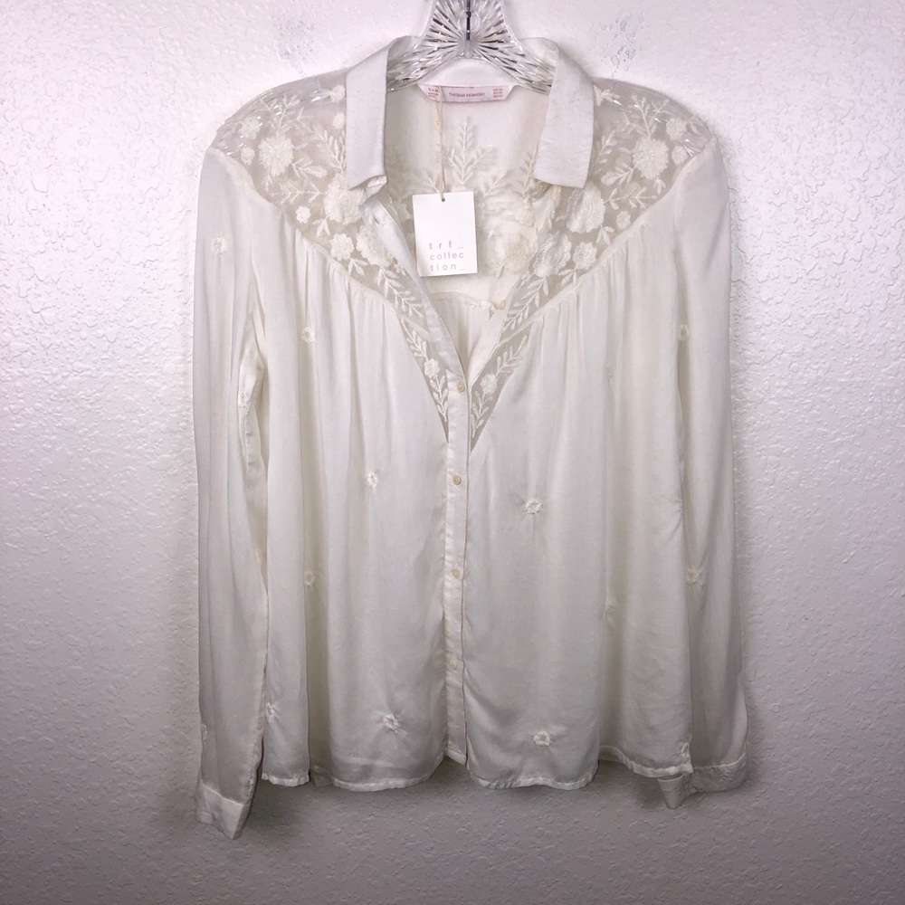 New Zara floral lace top long sleeve blouse
